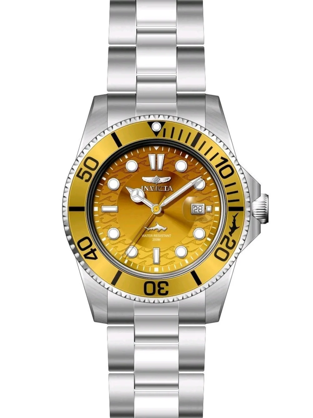 Invicta Men’s Yellow and Silver Stainless Steel Dive Watch